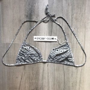Boys + Arrows Black & White Geometric Triangle Bikini Top